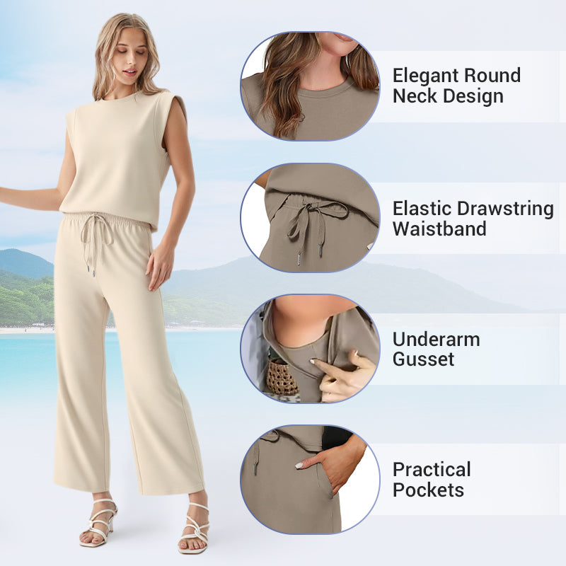 Women's  Sleeveless Top & Wide-Leg Pants 2-Piece Set