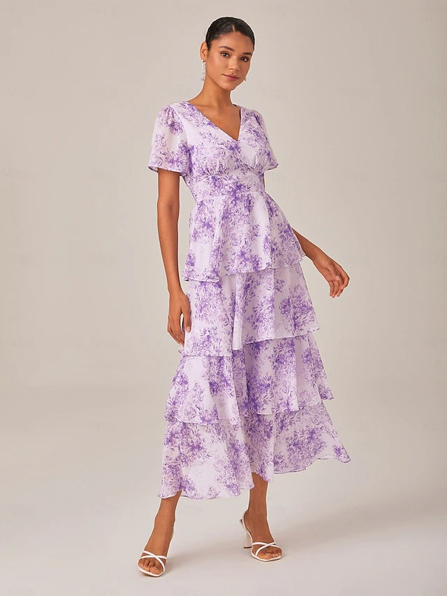 Casual V Neck Maxi Dress