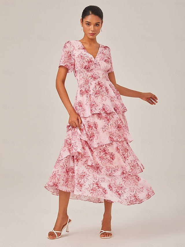 Casual V Neck Maxi Dress