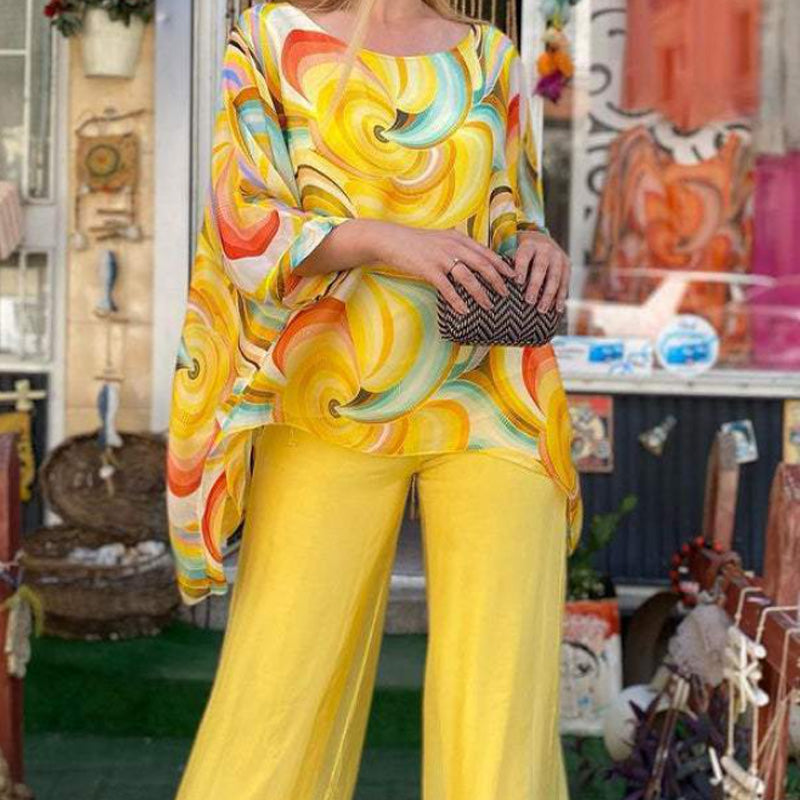 Women's Summer Colorful Chiffon 2 Piece Set