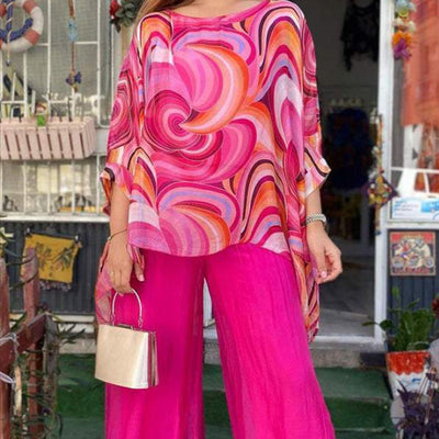 Women's Summer Colorful Chiffon 2 Piece Set