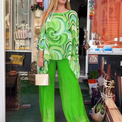 Women's Summer Colorful Chiffon 2 Piece Set