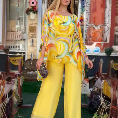Women's Summer Colorful Chiffon 2 Piece Set