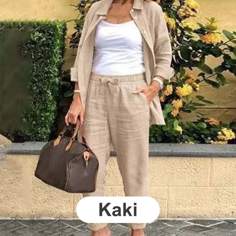 Women's set with long-sleeved shirt and hose from wool and leather