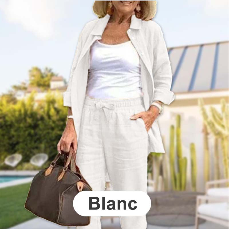 Women's set with long-sleeved shirt and hose from wool and leather