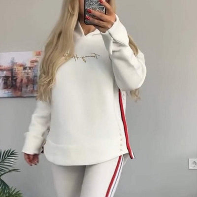 Women's Hoodie and Striped Pants 2-piece Set