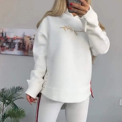 Women's Hoodie and Striped Pants 2-piece Set
