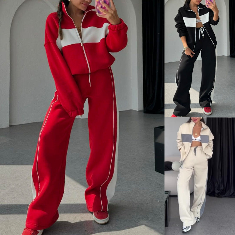 Women's two-piece color block tracksuit