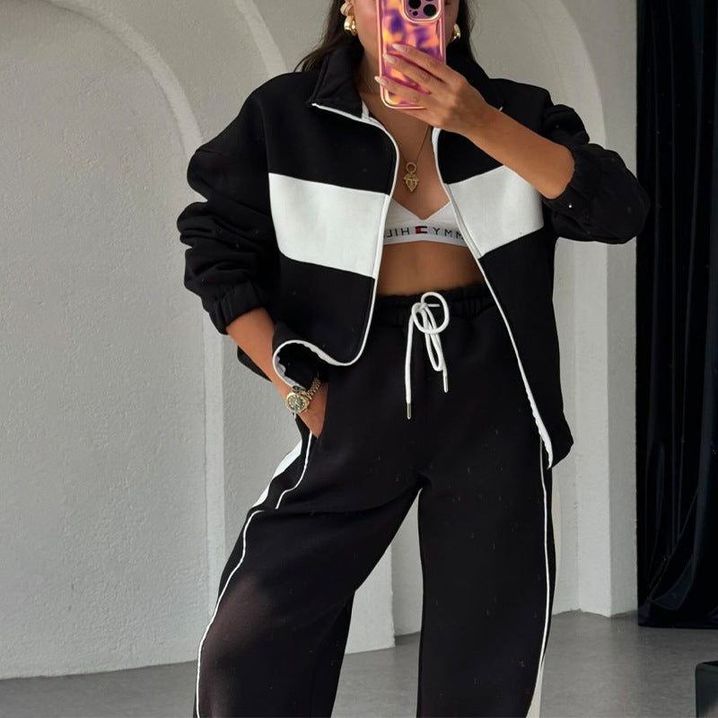 Women's two-piece color block tracksuit