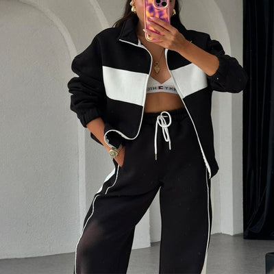 Women's two-piece color block tracksuit
