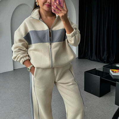 Women's two-piece color block tracksuit