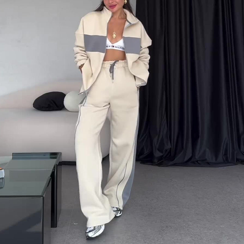 Women's two-piece color block tracksuit