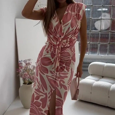 Summer dress 2025 with slit and floral print