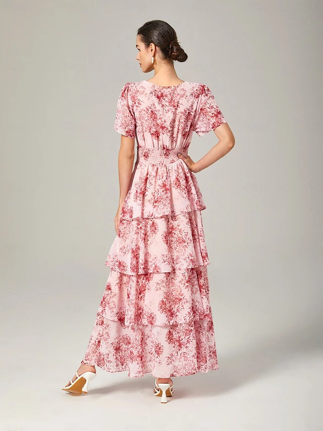 Casual V Neck Maxi Dress